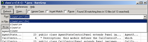 History of valid regexes for session