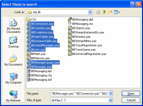Specify multiple files with the mouse